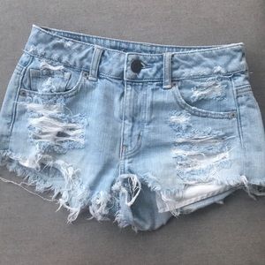 High waisted distressed Jean shorts
